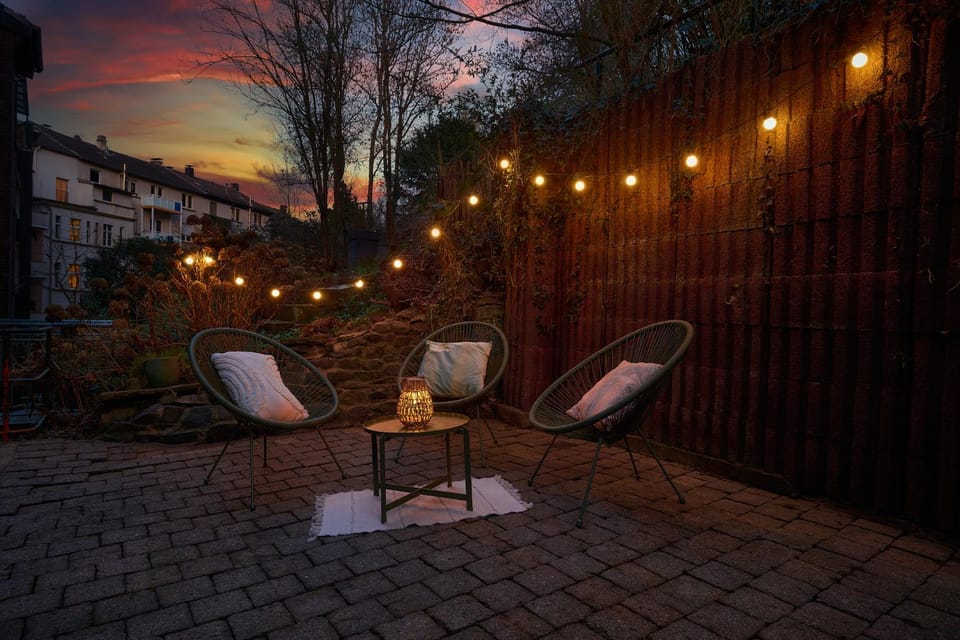 Patio, Night, Natural landscape, Garden, Balcony/Terrace, Seating area