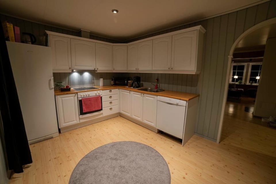 Kitchen or kitchenette, dishwasher, stove