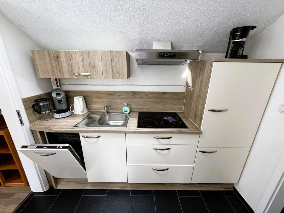 Coffee/tea facilities, Kitchen or kitchenette, stove