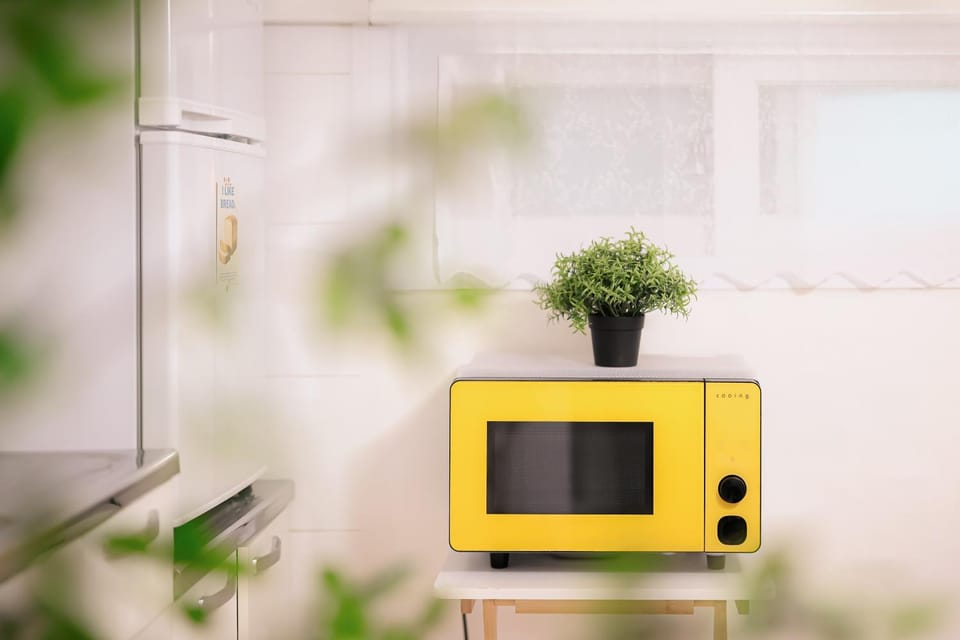Kitchen or kitchenette, microwave