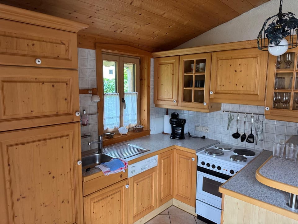 Kitchen or kitchenette, dishwasher, stove