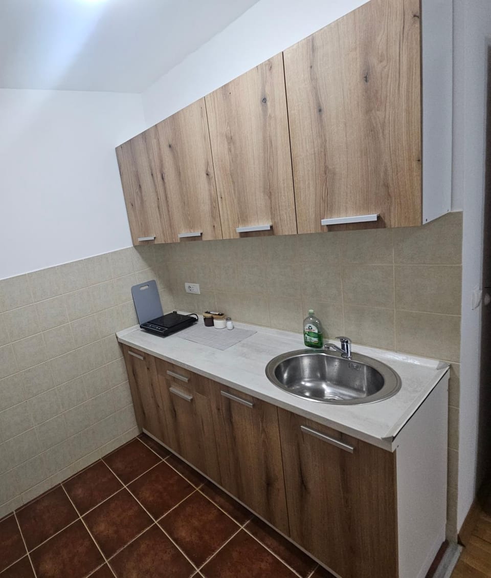 Kitchen or kitchenette, stove