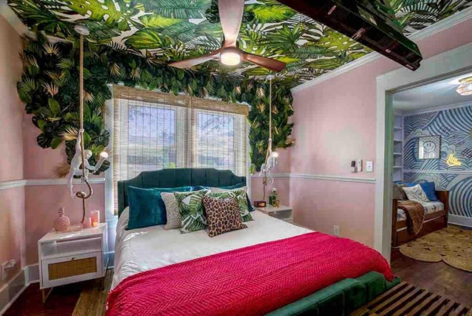 Whimsical decor-pergola swings-moonlit hot tub-FUN House in Bradenton
