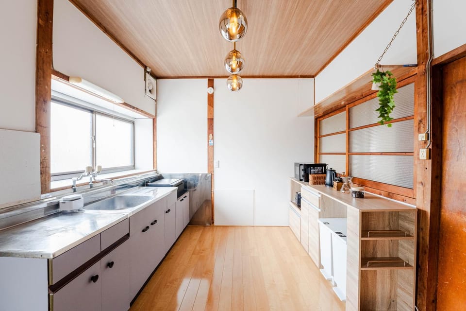 Kitchen or kitchenette, stove
