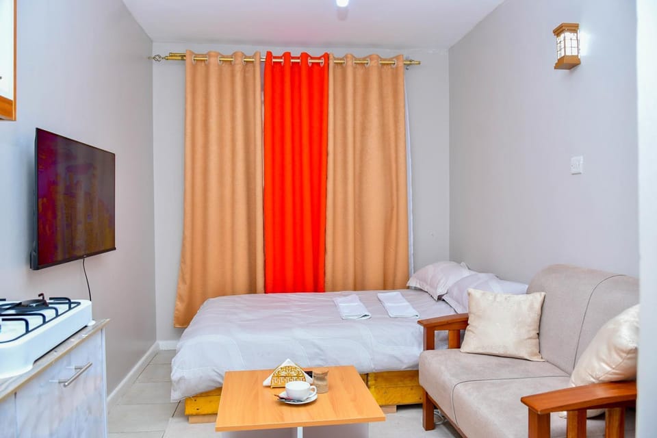 Bed, TV and multimedia, Living room, Photo of the whole room, Seating area, Bedroom