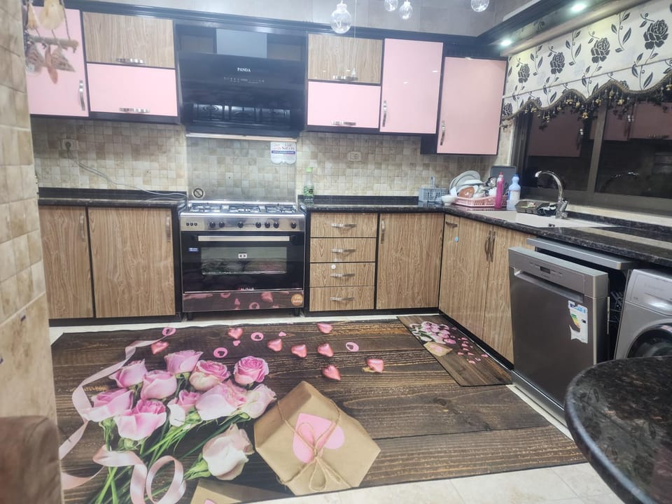 Kitchen or kitchenette, dishwasher, stove