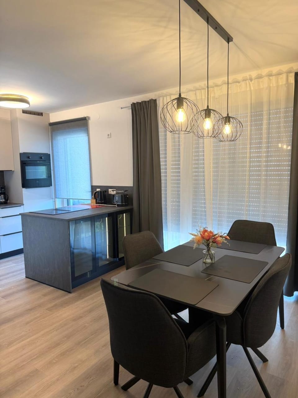 Kitchen or kitchenette, Dining area, oven, stove