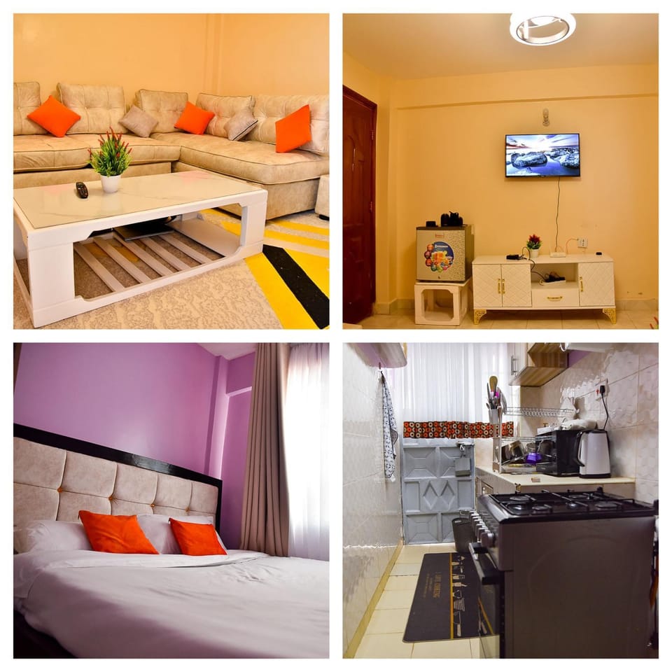 Bed, TV and multimedia, Kitchen or kitchenette, Living room, Photo of the whole room, Seating area, Bedroom