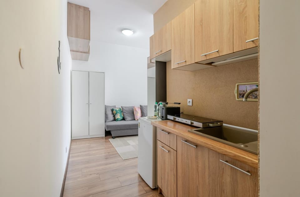 Kitchen or kitchenette, oven