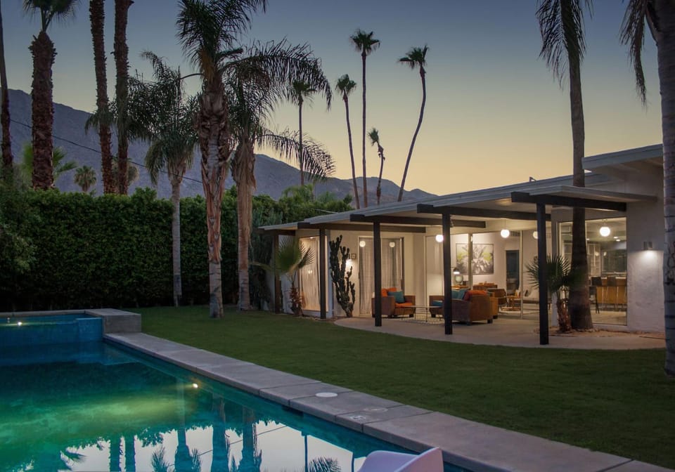 Property building, Night, Swimming pool