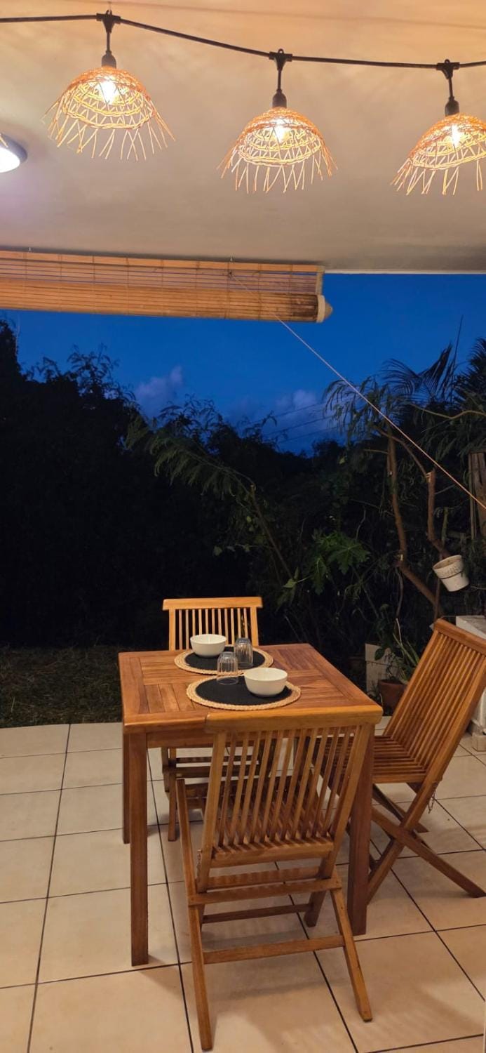 Patio, Night, Balcony/Terrace, Seating area, Dining area