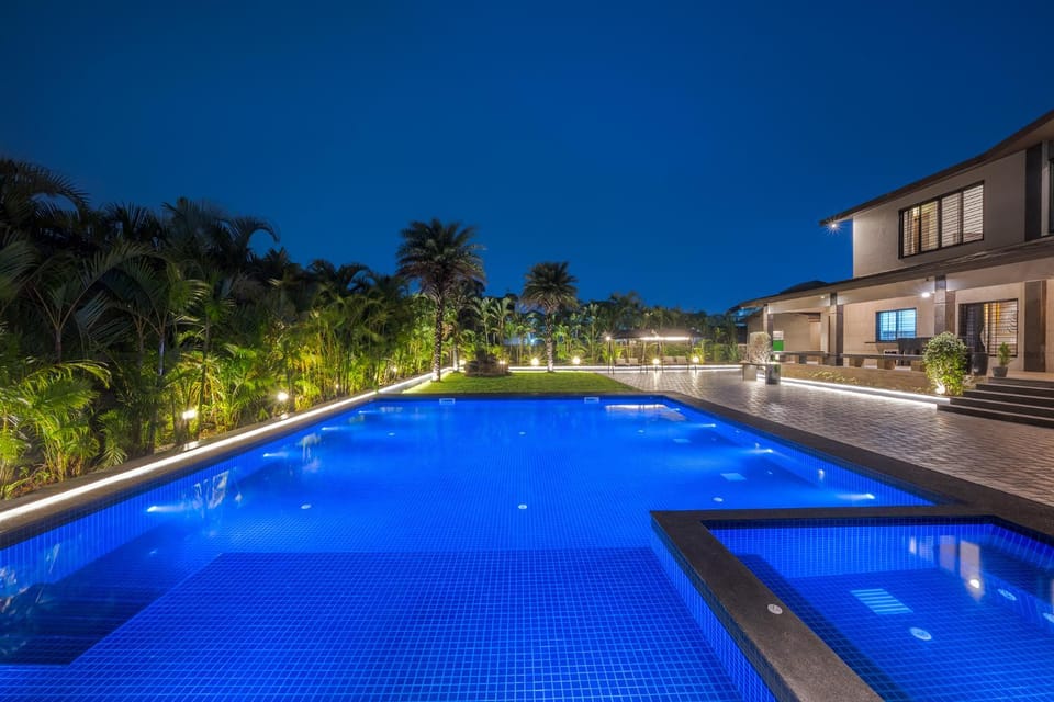Night, Pool view, Swimming pool