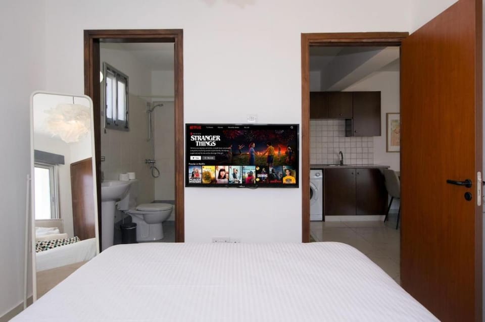Bed, TV and multimedia, Kitchen or kitchenette, Photo of the whole room, Bedroom, oven, wardrobe