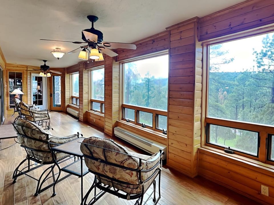 Patio, Natural landscape, Seating area, Mountain view