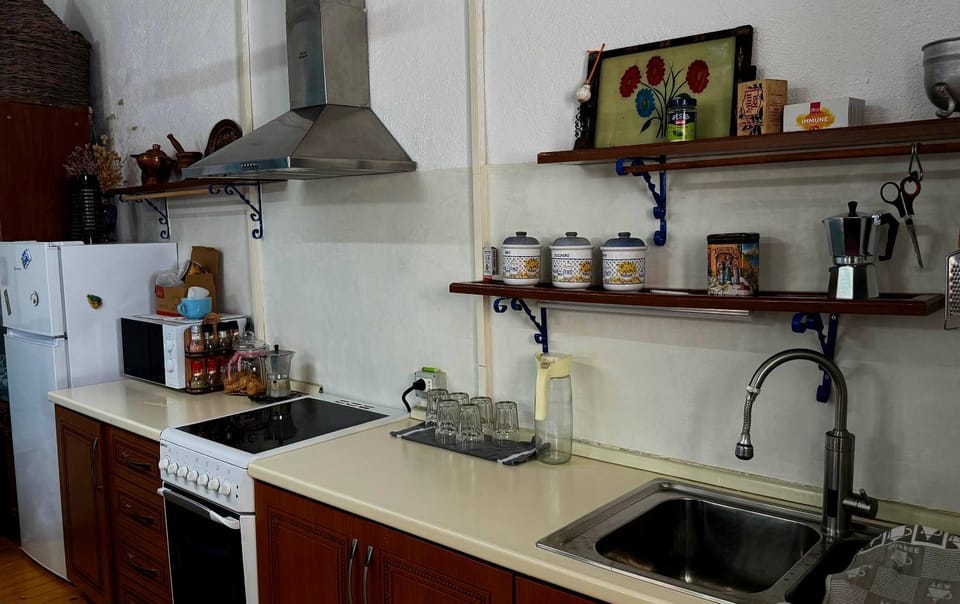 Kitchen or kitchenette, stove