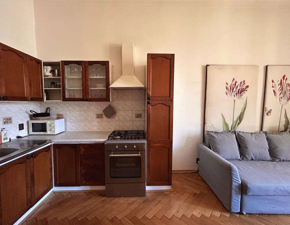 Coffee/tea facilities, Kitchen or kitchenette, Living room, Food, microwave, pet friendly, stove