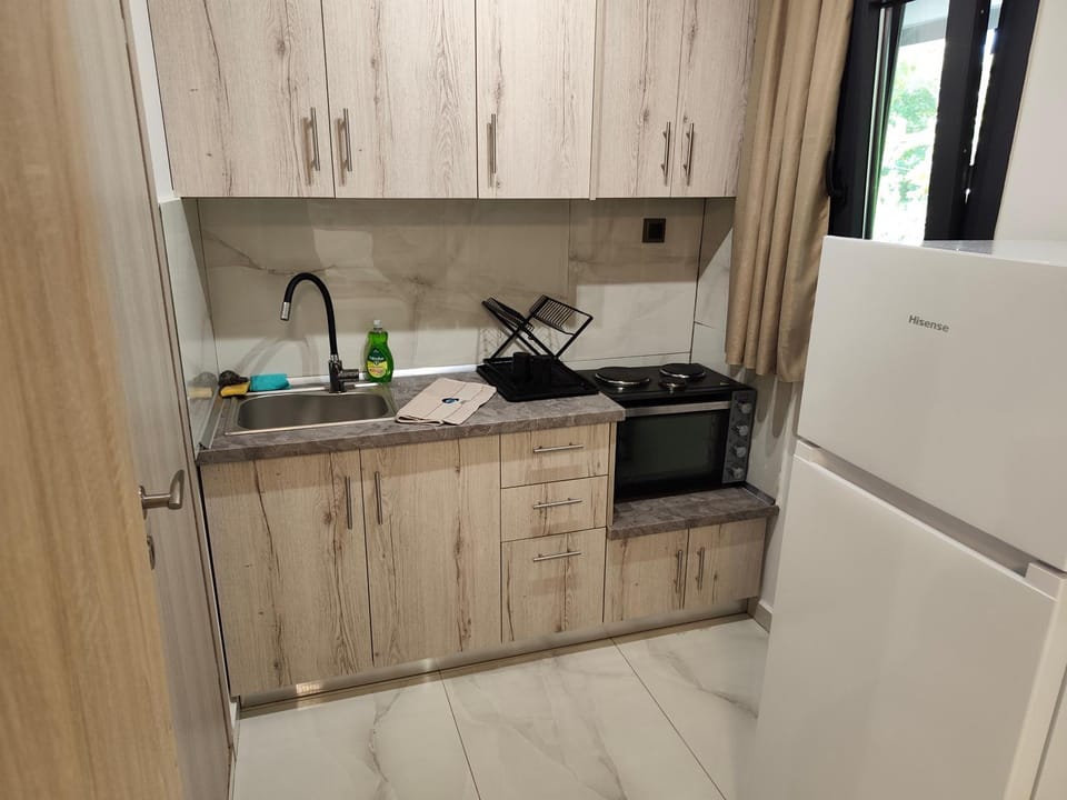 Kitchen or kitchenette, stove