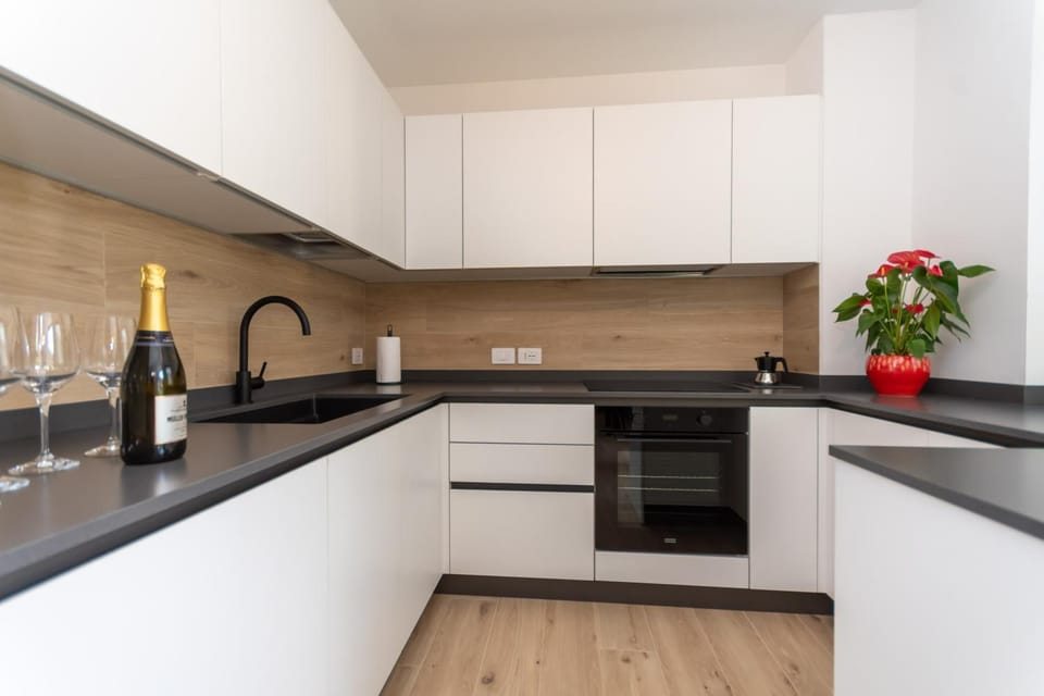 Kitchen or kitchenette, dishwasher, stove