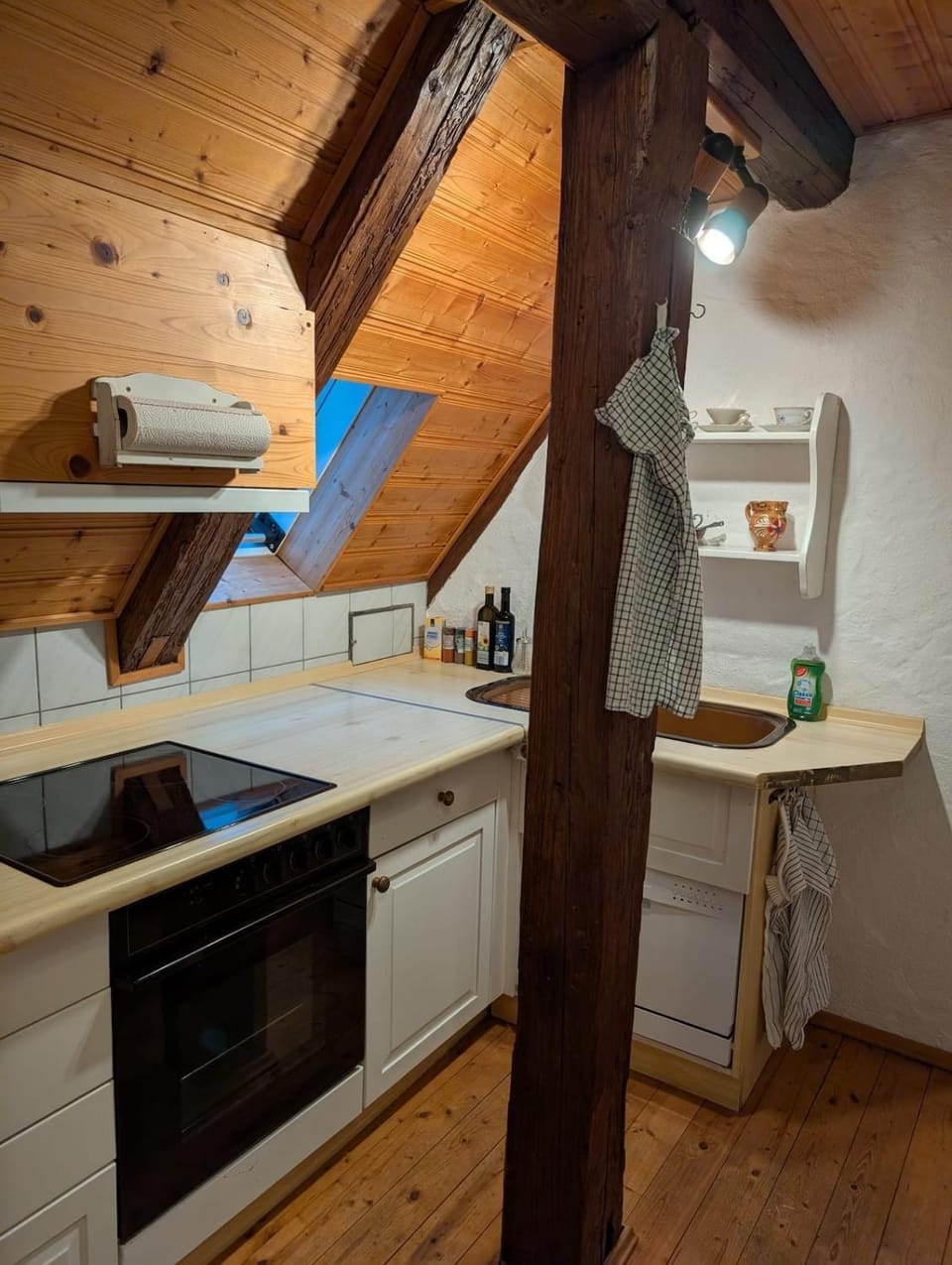Kitchen or kitchenette, stove