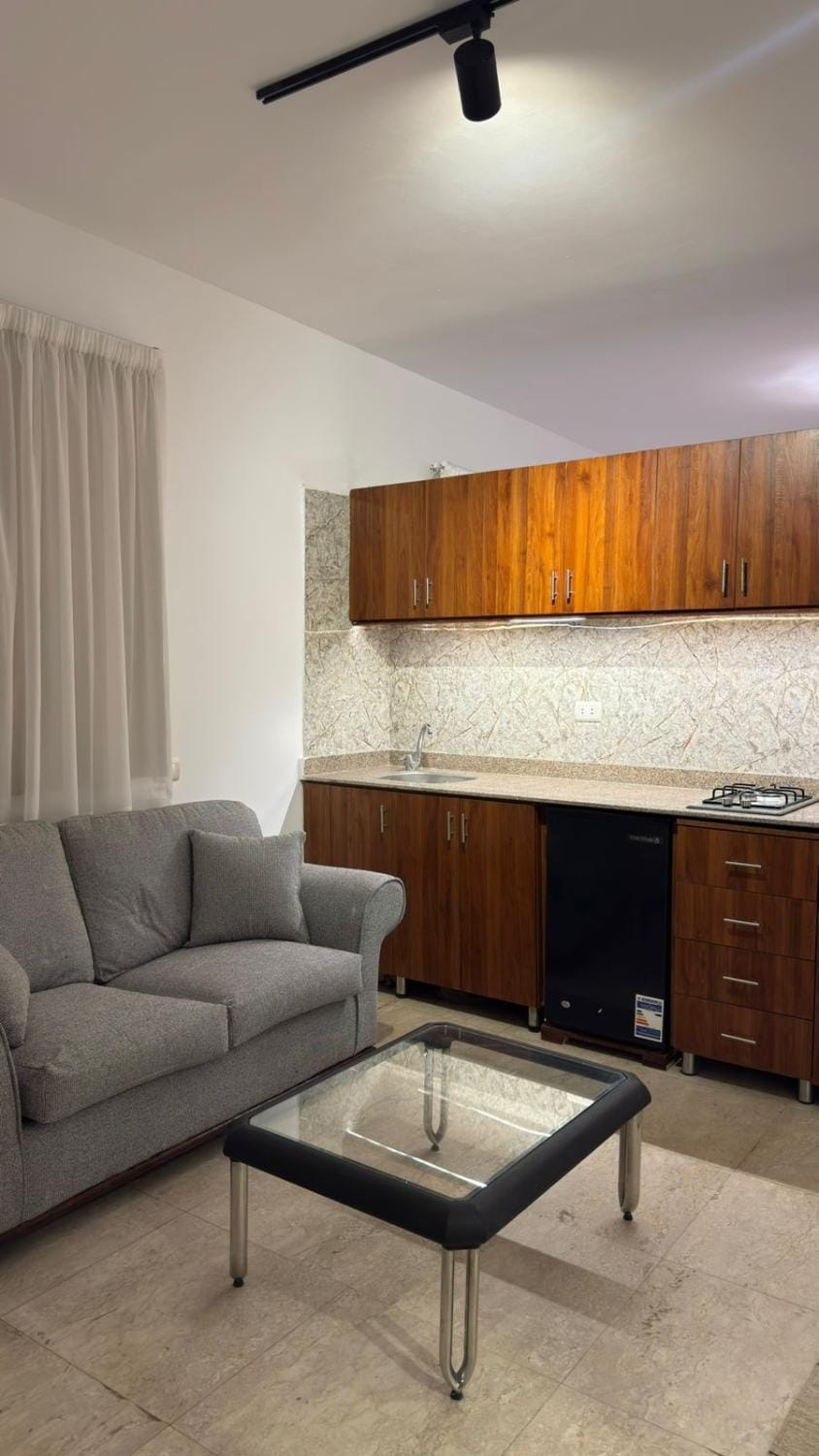 Kitchen or kitchenette, Living room, Seating area