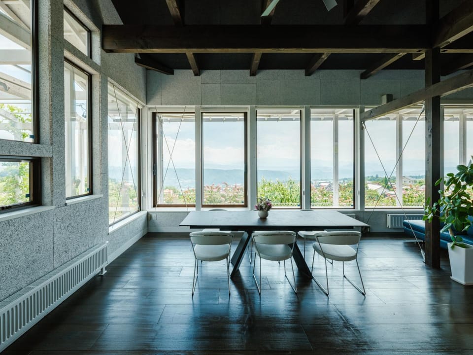 Natural landscape, Living room, Dining area