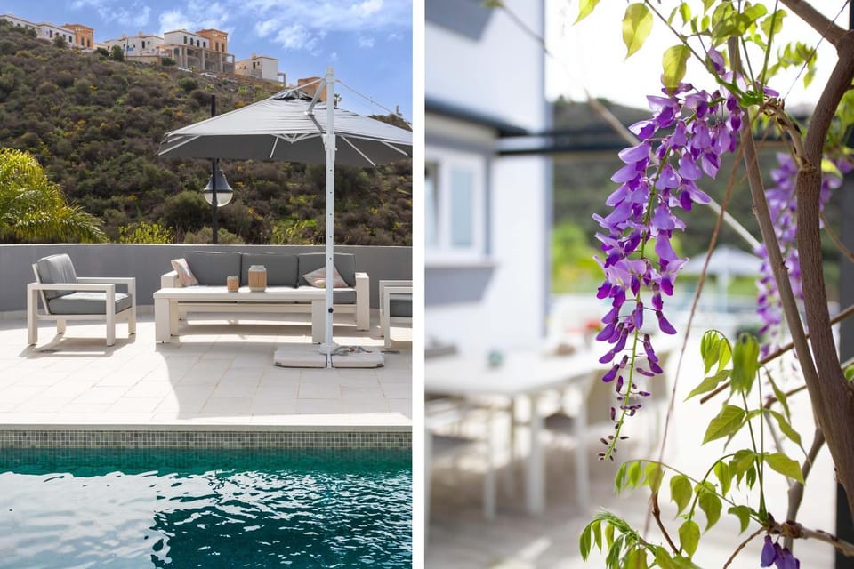 Property building, Living room, Swimming pool