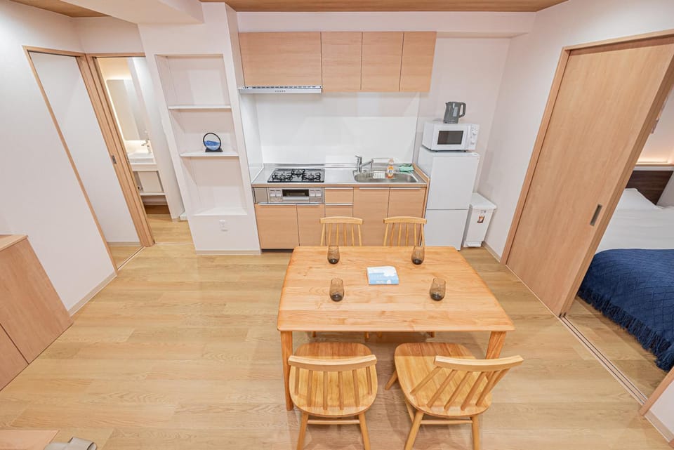 Kitchen or kitchenette, Living room, Dining area, stove