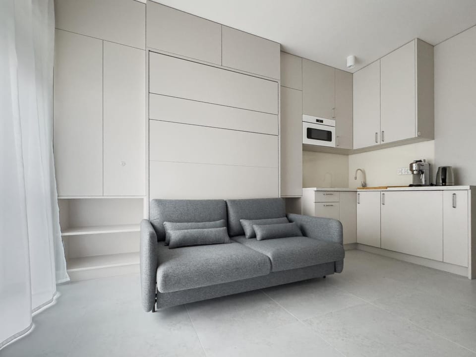 Kitchen or kitchenette, Living room, Seating area, stove, toaster