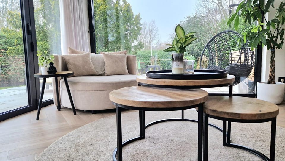 Living room, Seating area, Garden view