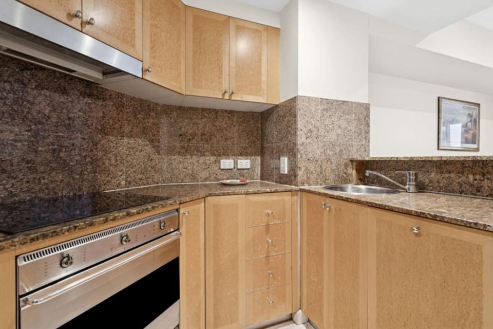 Kitchen or kitchenette, stove