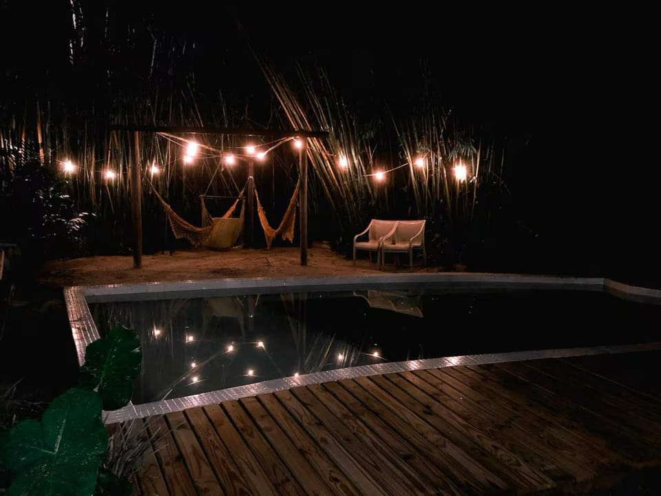 Night, Pool view, Swimming pool