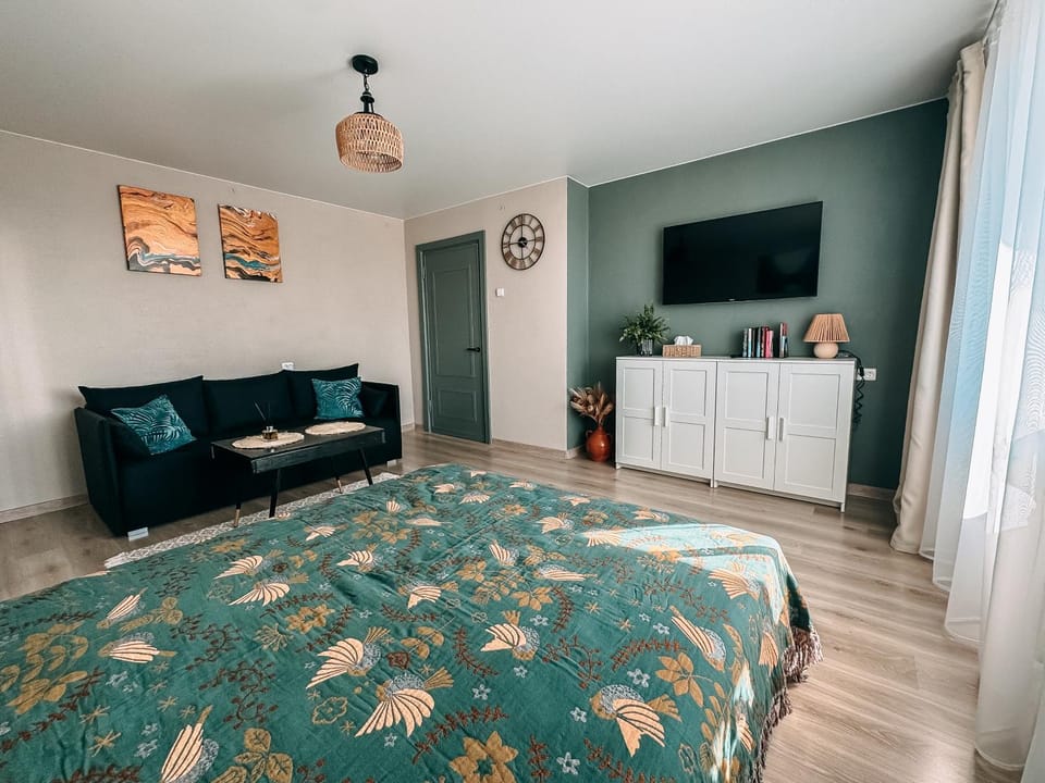 Communal lounge/ TV room, Bed, TV and multimedia, Living room, Photo of the whole room, Seating area, Bedroom