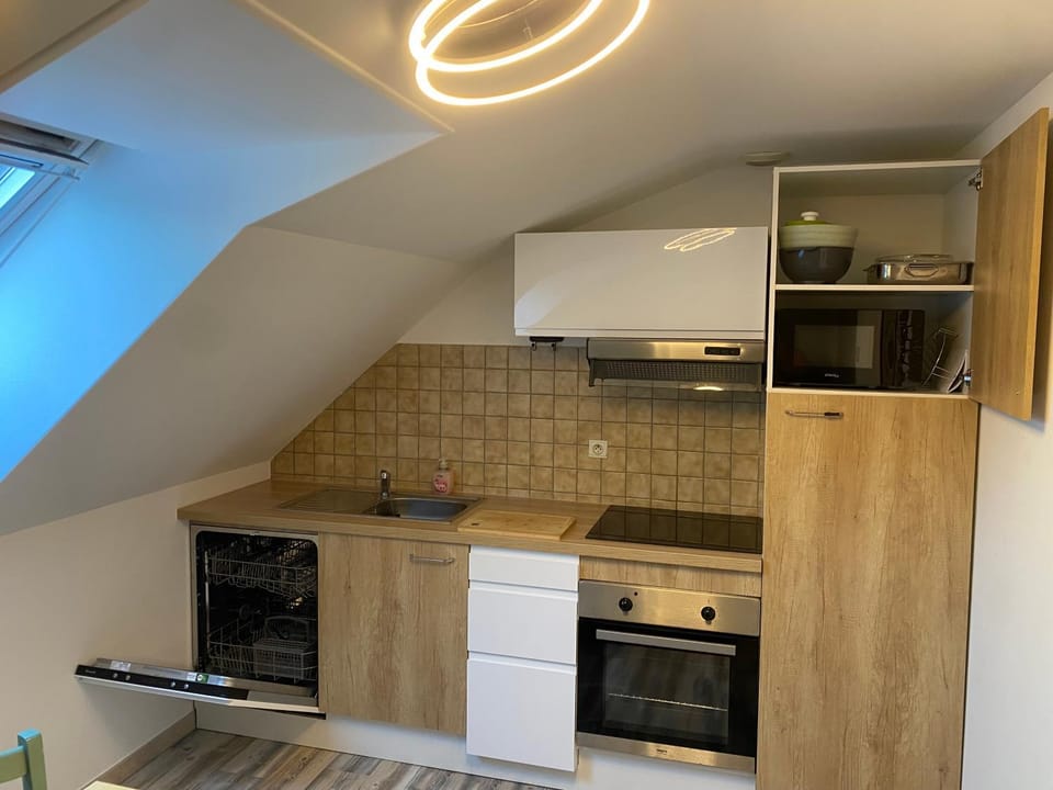 Kitchen or kitchenette, dishwasher