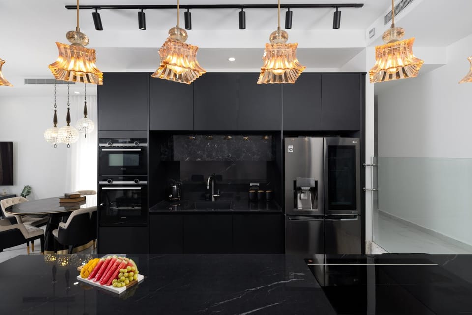Kitchen or kitchenette, oven, stove