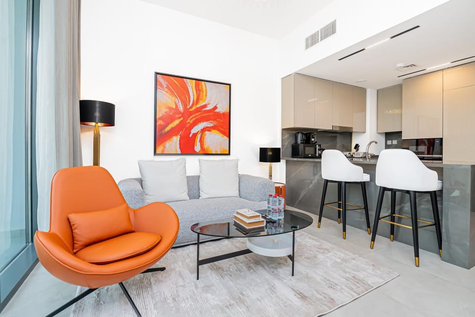 Kitchen or kitchenette, Living room, Seating area