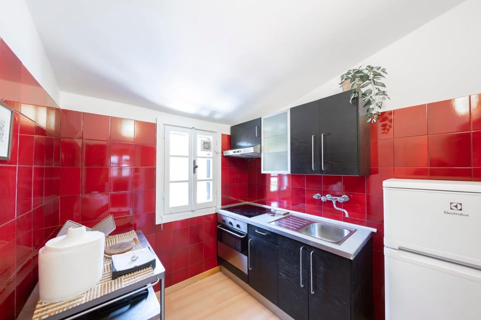 Kitchen or kitchenette, stove