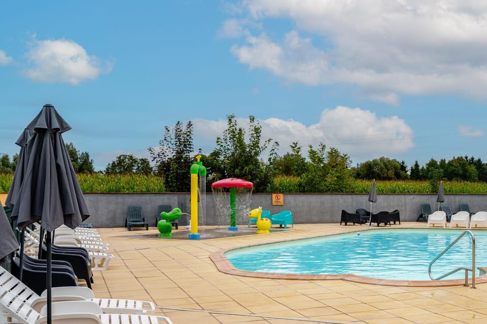 Property building, Living room, Swimming pool