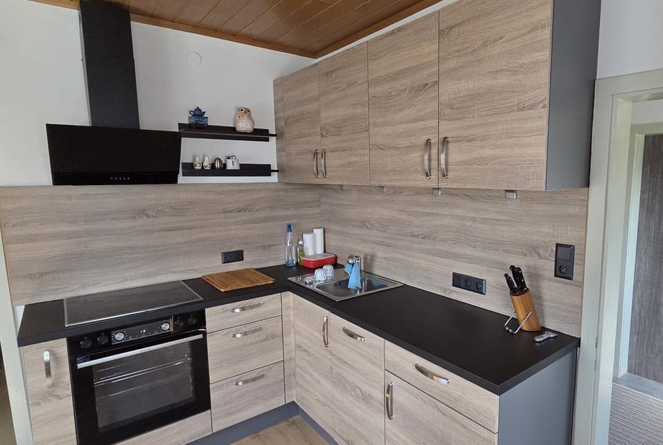 Kitchen or kitchenette, dishwasher, stove