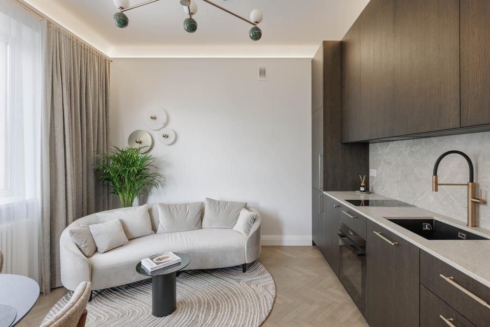 Living room, kitchen