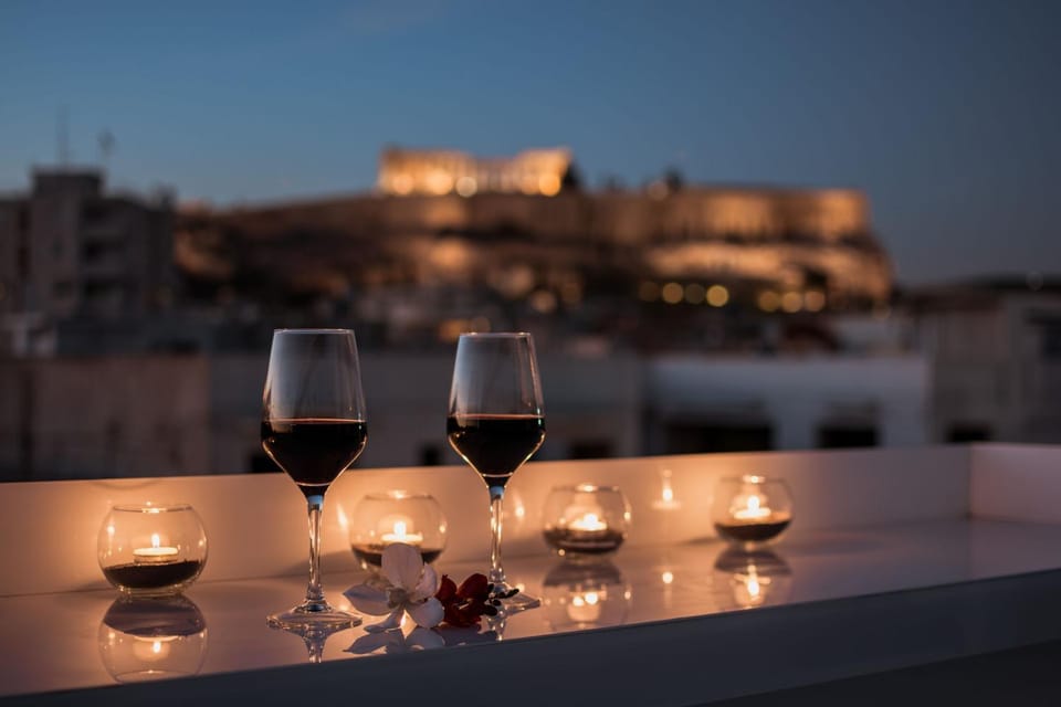 Night, View (from property/room), Balcony/Terrace, Food and drinks, Alcoholic drinks