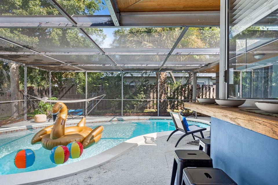 Canal views featuring indoor pool House in Oakland Park