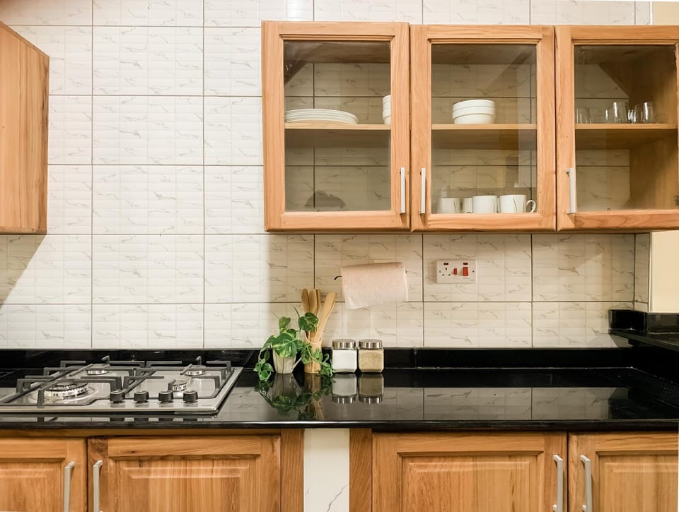 Kitchen or kitchenette, minibar, stove