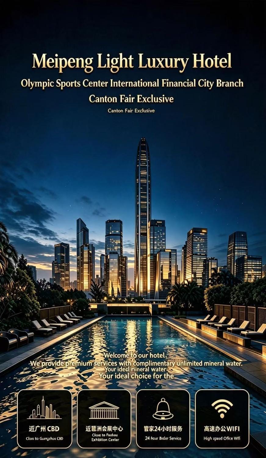 Meipeng Light Luxury Hotel - Olympic Sports Center International Financial City Branch - Canton Fair Exclusive Apartment in Guangzhou