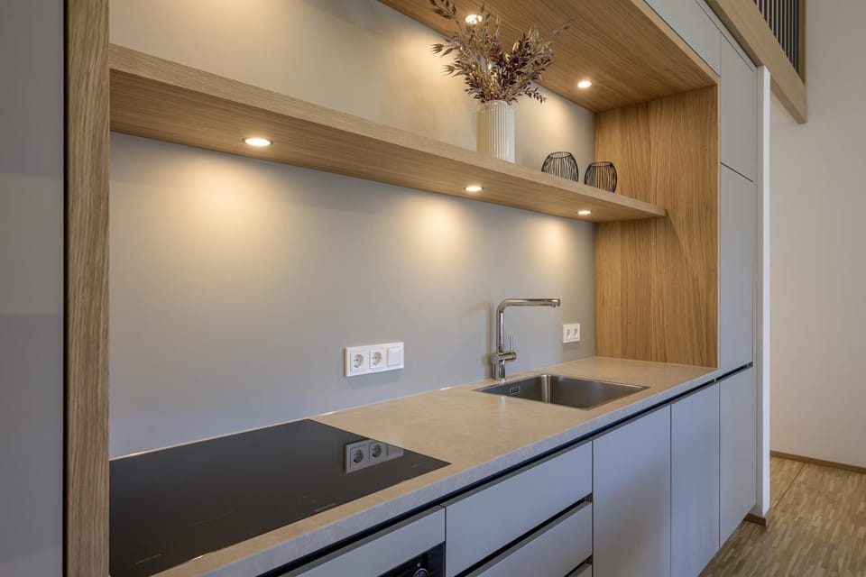 Kitchen or kitchenette, stove, kitchen