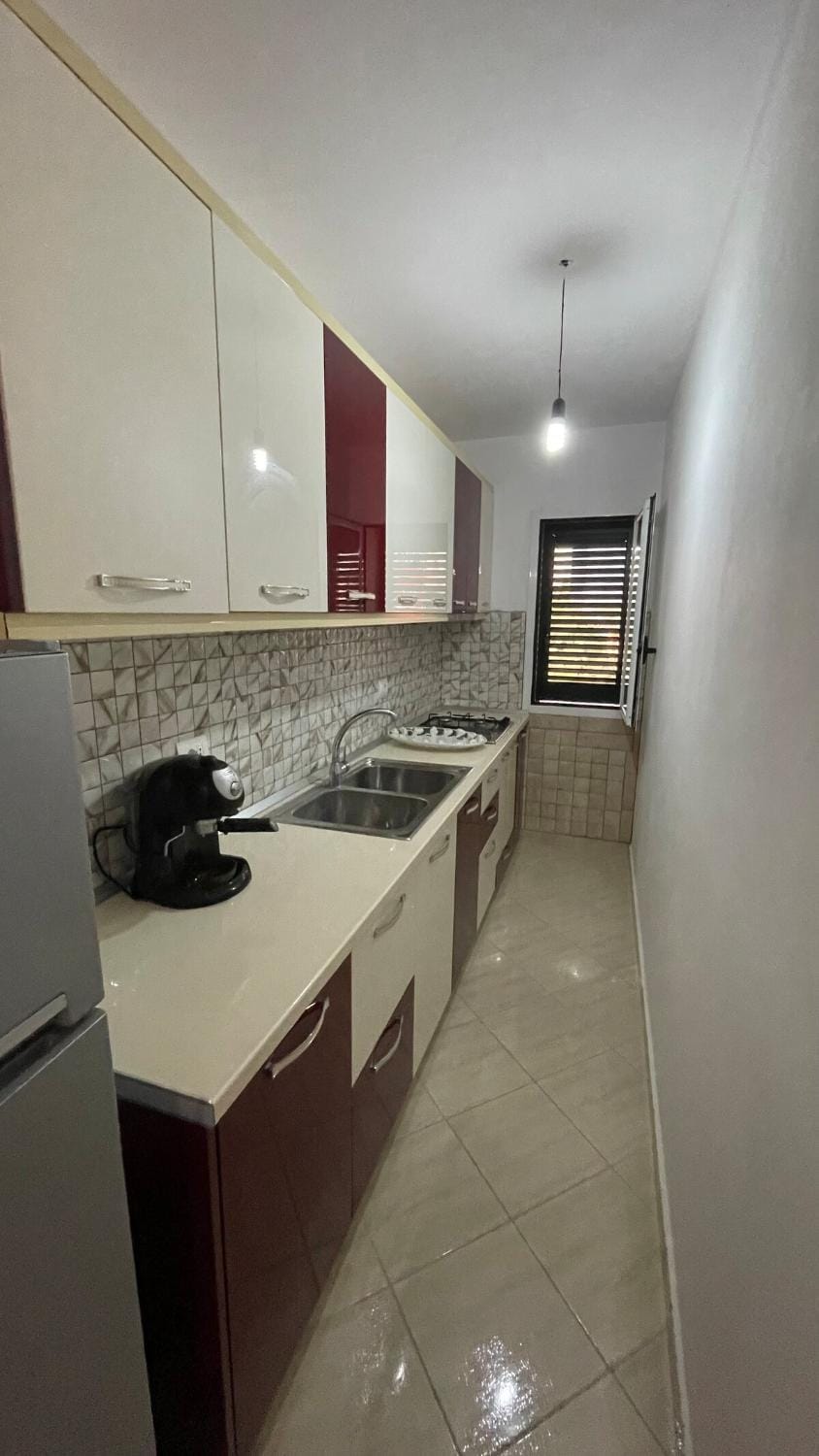 Kitchen or kitchenette, stove