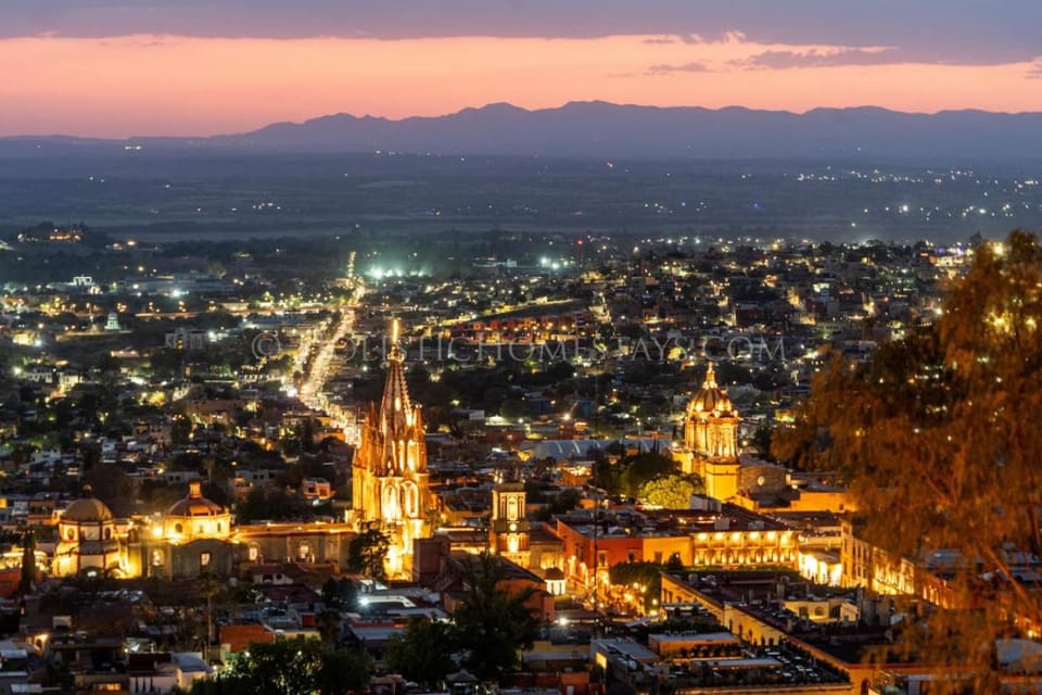 Nearby landmark, Night, Natural landscape, Bird's eye view, City view, Mountain view, Sunset