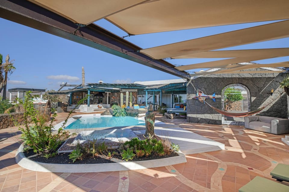 Property building, Living room, Swimming pool