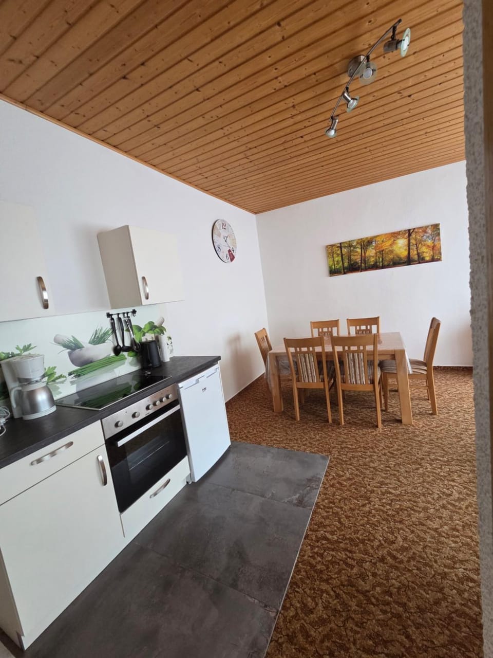 Kitchen or kitchenette, Living room, Seating area, Dining area, oven, stove