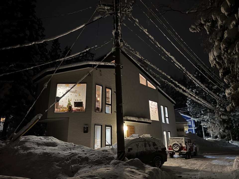 Property building, Night, Winter
