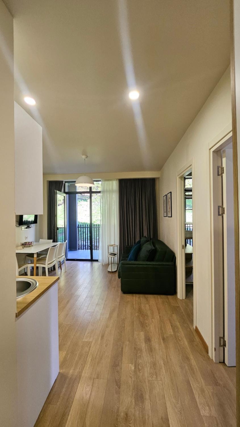 Kitchen or kitchenette, Living room, Seating area